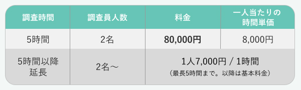 ピンポイント調査プラン内容